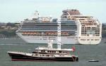 ID 1650 SHANDOR (1986/49.95metre/530 tonnes) and Princess Cruises SAPPHIRE PRINCESS (2004/115875grt/IMO 9228186), Auckland, New Zealand.